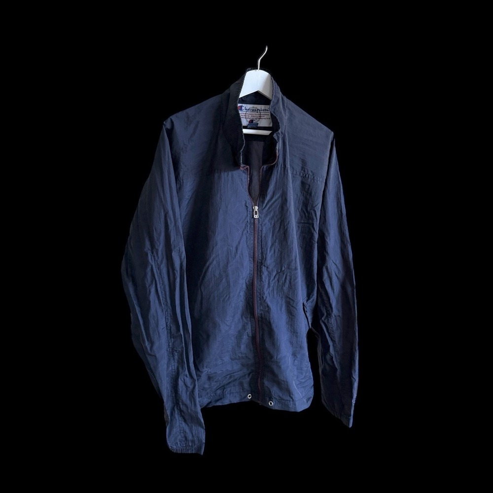 Vintage 90s Champion Windbreaker Jacket‎ Sz XL Blue Full Zip Logo